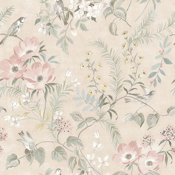 media image for Frederique Blush Bloom Wallpaper from the Delphine Collection by Brewster 287