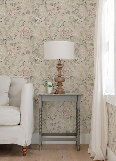 product image for Frederique Blush Bloom Wallpaper from the Delphine Collection by Brewster 5