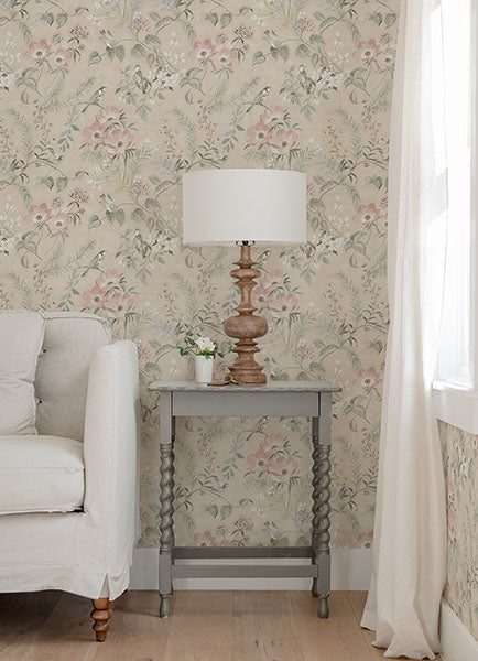 media image for Frederique Blush Bloom Wallpaper from the Delphine Collection by Brewster 240