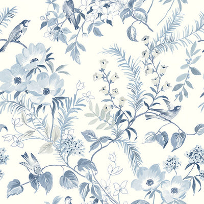 product image of Frederique Blue Floral Wallpaper from the Delphine Collection by Brewster 535