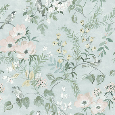 product image of Frederique Mint Floral Wallpaper from the Delphine Collection by Brewster 590