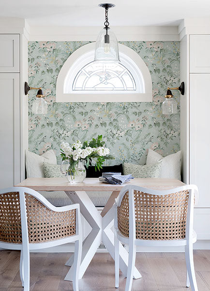 media image for Frederique Mint Floral Wallpaper from the Delphine Collection by Brewster 213