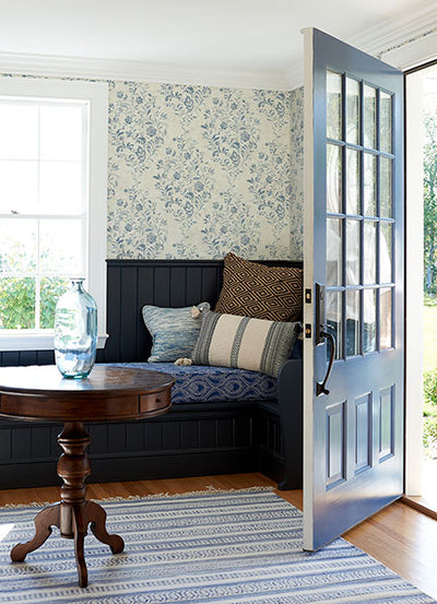 product image for Isidore Blue Scroll Wallpaper from the Delphine Collection by Brewster 86