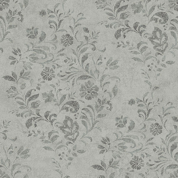 media image for Isidore Grey Scroll Wallpaper from the Delphine Collection by Brewster 241