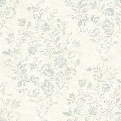 product image of Isidore Aqua Scroll Wallpaper from the Delphine Collection by Brewster 570