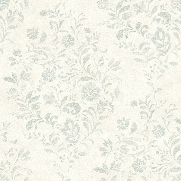 media image for Isidore Aqua Scroll Wallpaper from the Delphine Collection by Brewster 258