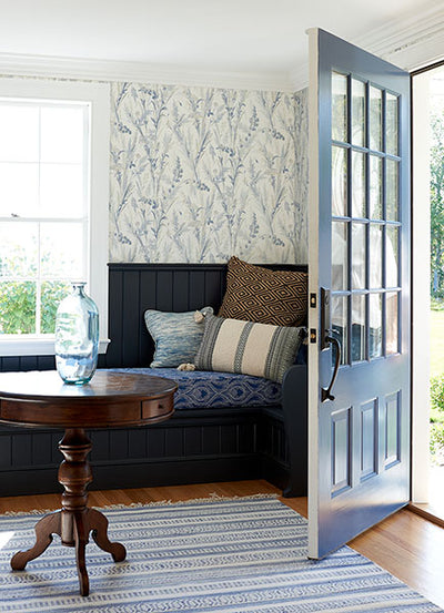 product image for Hillaire Navy Meadow Wallpaper from the Delphine Collection by Brewster 85