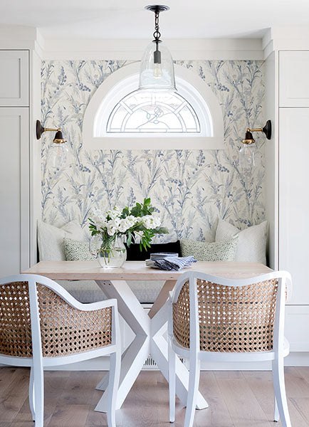 media image for Hillaire Navy Meadow Wallpaper from the Delphine Collection by Brewster 234