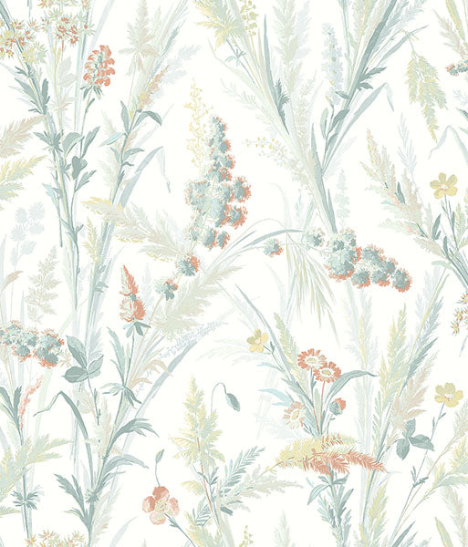 media image for Hillaire Teal Meadow Wallpaper from the Delphine Collection by Brewster 272