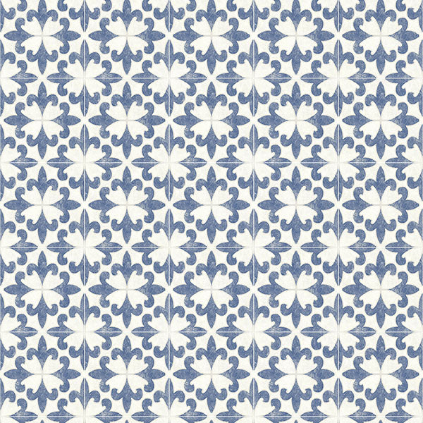 media image for Remy Blue Fleur Tile Wallpaper from the Delphine Collection by Brewster 244