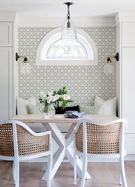 media image for Remy Teal Fleur Tile Wallpaper from the Delphine Collection by Brewster 297