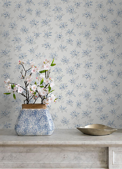 product image for Sofiane Blue Botanical Trail Wallpaper from the Delphine Collection by Brewster 89