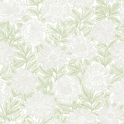 product image of sample faustin green floral wallpaper from the delphine collection by brewster 1 543