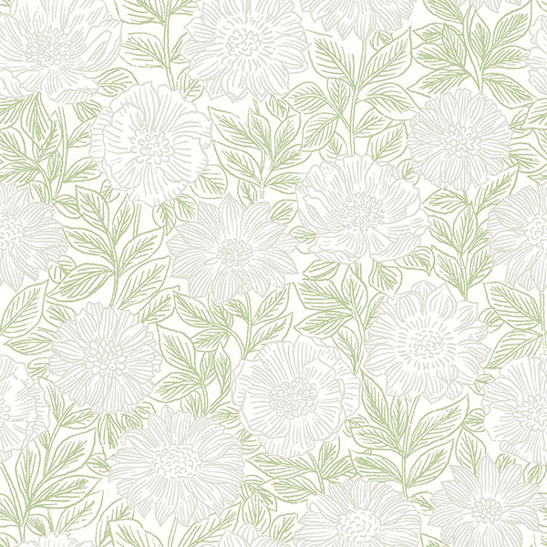 media image for sample faustin green floral wallpaper from the delphine collection by brewster 1 217