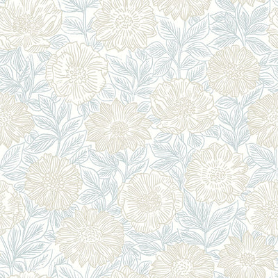 product image of Faustin Neutral Floral Wallpaper from the Delphine Collection by Brewster 523