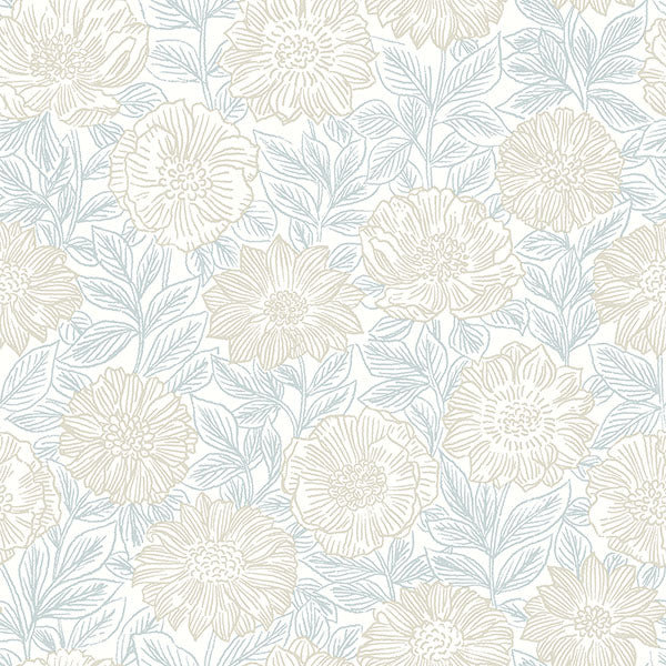 media image for Faustin Neutral Floral Wallpaper from the Delphine Collection by Brewster 244