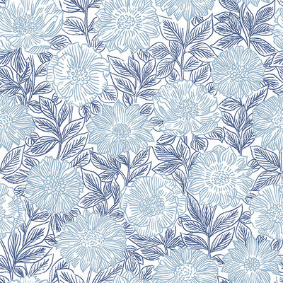 product image of sample faustin navy floral wallpaper from the delphine collection by brewster 1 559