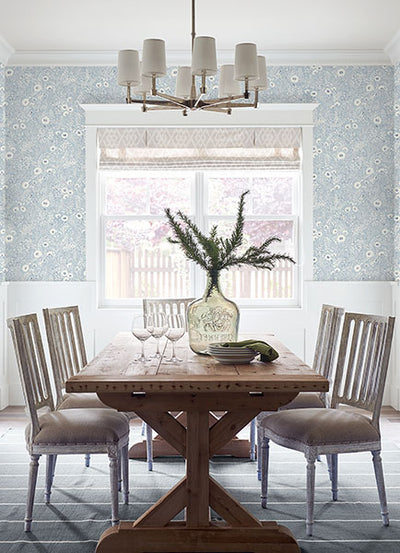 product image for Agathon Light Blue Floral Wallpaper from the Delphine Collection by Brewster 13