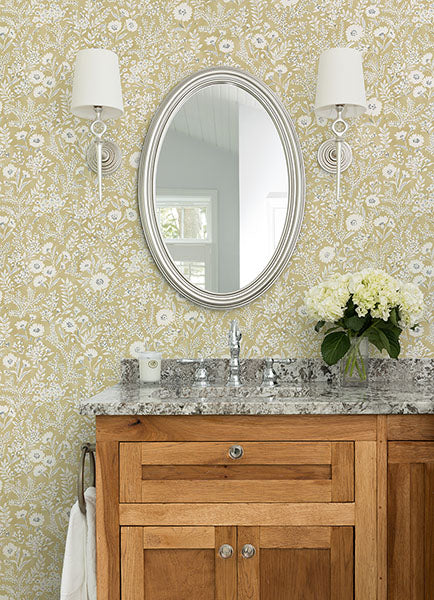 media image for Agathon Wheat Floral Wallpaper from the Delphine Collection by Brewster 23