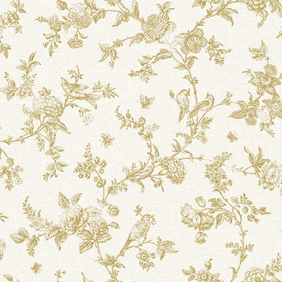 product image of Nightingale Wheat Floral Trail Wallpaper from the Delphine Collection by Brewster 555