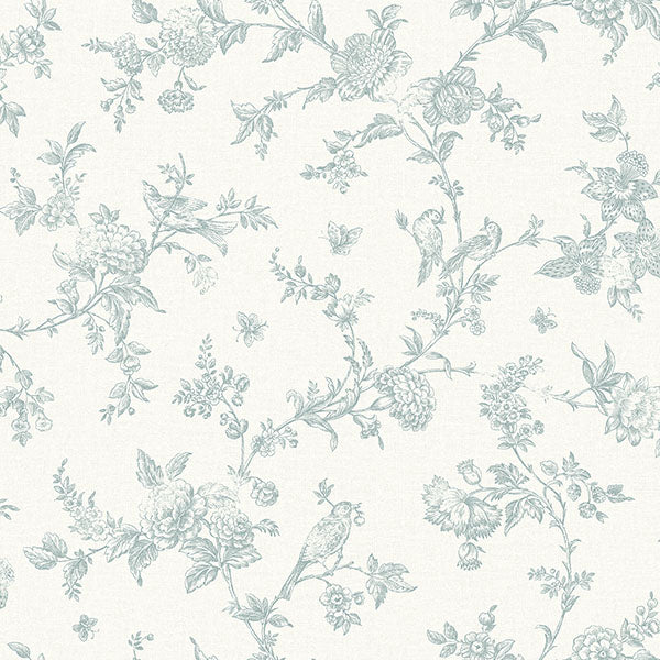 media image for Nightingale Seafoam Floral Trail Wallpaper from the Delphine Collection by Brewster 278