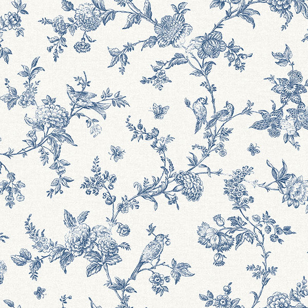 media image for Nightingale Navy Floral Trail Wallpaper from the Delphine Collection by Brewster 215