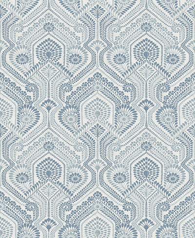 product image for Fernback Blue Ornate Botanical Wallpaper from Georgia Collection by Brewster 0