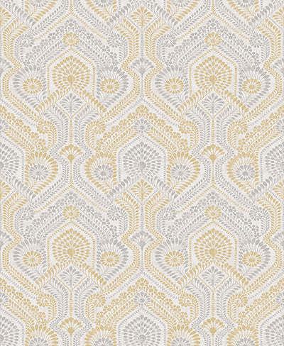 product image of Fernback Yellow Ornate Botanical Wallpaper from Georgia Collection by Brewster 596