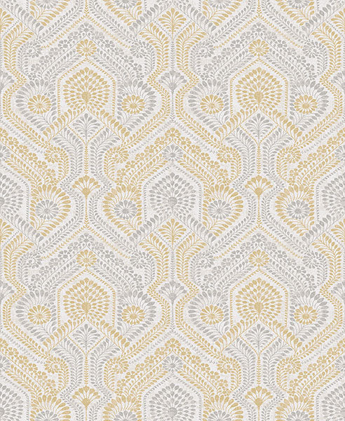 media image for Fernback Yellow Ornate Botanical Wallpaper from Georgia Collection by Brewster 235