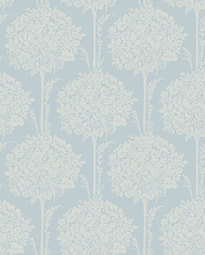 product image for Zaria Light Blue Topiary Wallpaper from Georgia Collection by Brewster 54