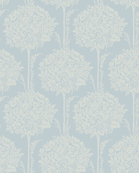 media image for Zaria Light Blue Topiary Wallpaper from Georgia Collection by Brewster 237