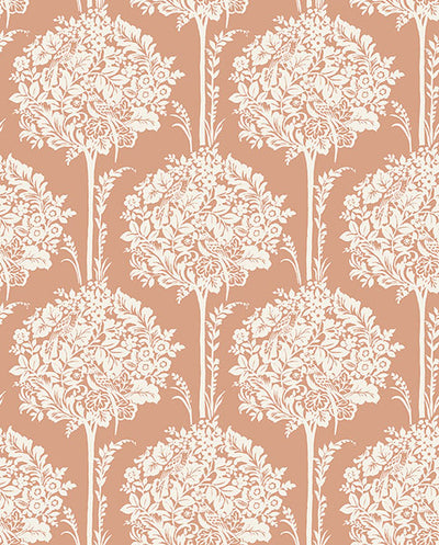 product image for Zaria Apricot Topiary Wallpaper from Georgia Collection by Brewster 71