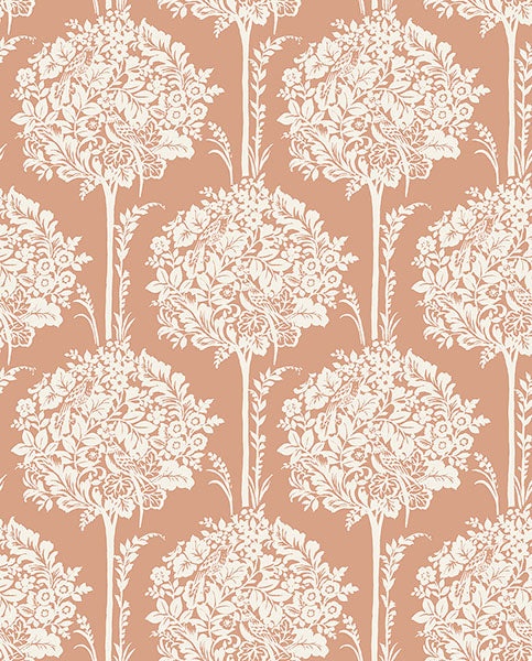 media image for Zaria Apricot Topiary Wallpaper from Georgia Collection by Brewster 271