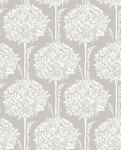 product image of Zaria Grey Topiary Wallpaper from Georgia Collection by Brewster 529