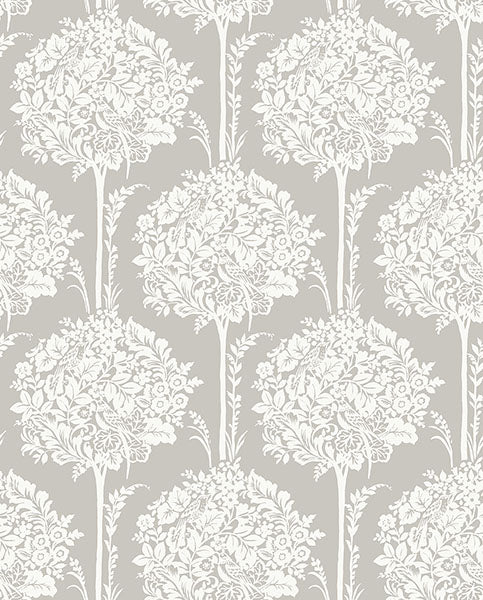 media image for Zaria Grey Topiary Wallpaper from Georgia Collection by Brewster 265