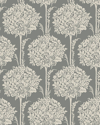 product image of Zaria Slate Topiary Wallpaper from Georgia Collection by Brewster 574