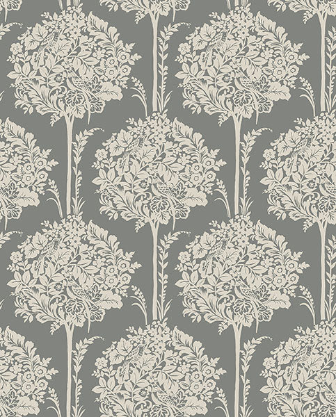 media image for Zaria Slate Topiary Wallpaper from Georgia Collection by Brewster 212