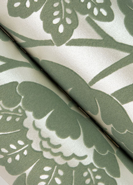 media image for Augusta Seafoam Flock Damask Wallpaper from Georgia Collection by Brewster 271