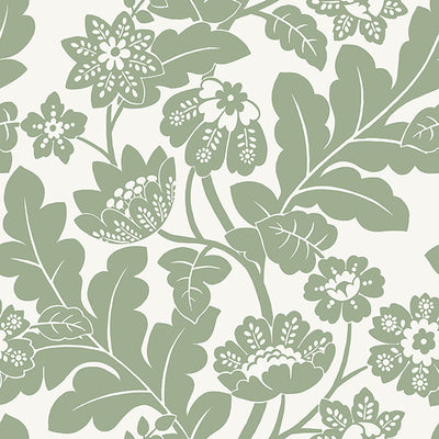 product image of Augusta Seafoam Flock Damask Wallpaper from Georgia Collection by Brewster 580