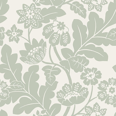 product image of Augusta Silver Flock Damask Wallpaper from Georgia Collection by Brewster 588