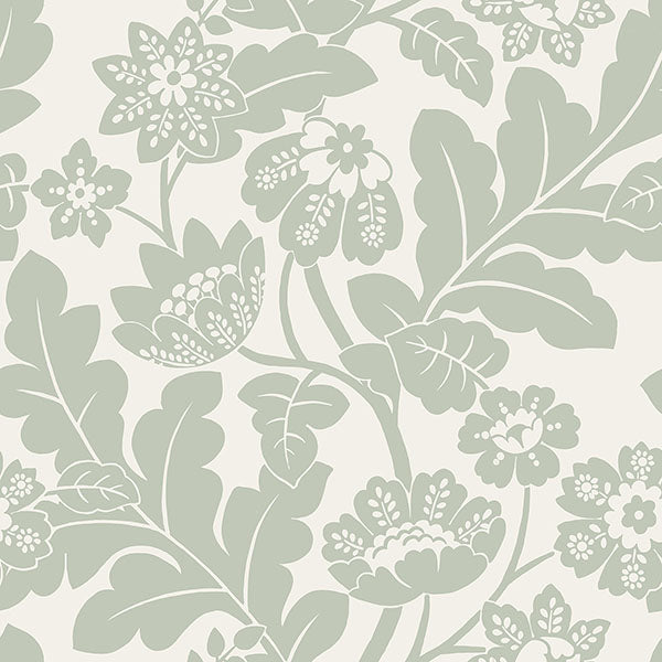 media image for Augusta Silver Flock Damask Wallpaper from Georgia Collection by Brewster 271