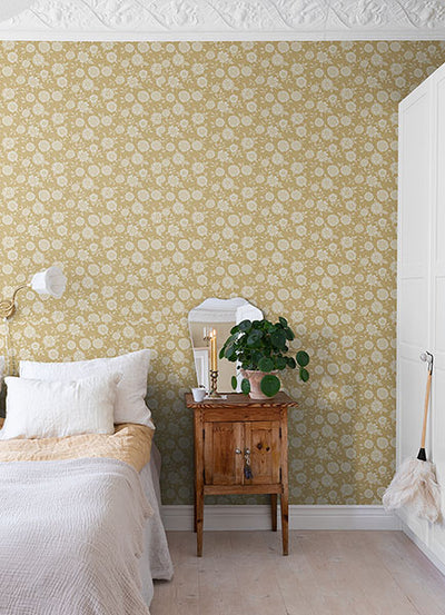 product image for lizette mustard charming floral wallpaper brewster 4080 15910 2 59