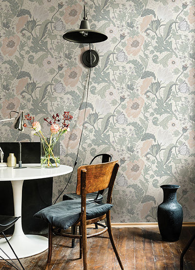 product image for anemone light grey floral wallpaper brewster 4080 33000 3 10