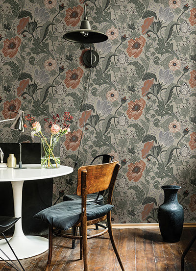 product image for anemone grey floral wallpaper brewster 4080 33001 3 9