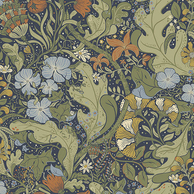 product image of Elise Indigo Nouveau Gardens Wallpaper 525