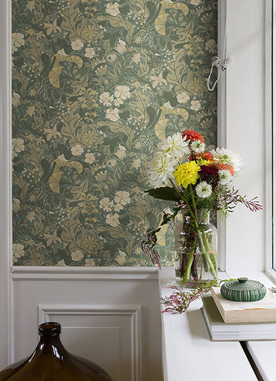 product image for elise sea green nouveau gardens wallpaper brewster 4080 83104 2 66