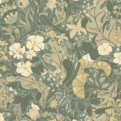 product image of Elise Sea Green Nouveau Gardens Wallpaper 54