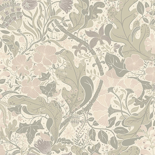 media image for Elise Light Grey Nouveau Gardens Wallpaper 240