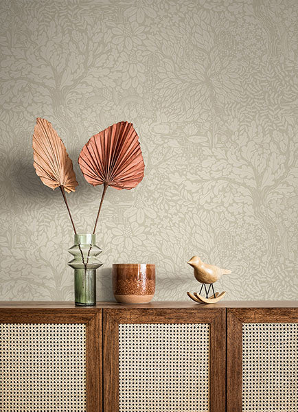 Shop Olle Taupe Forest Sanctuary Wallpaper | Burke Decor