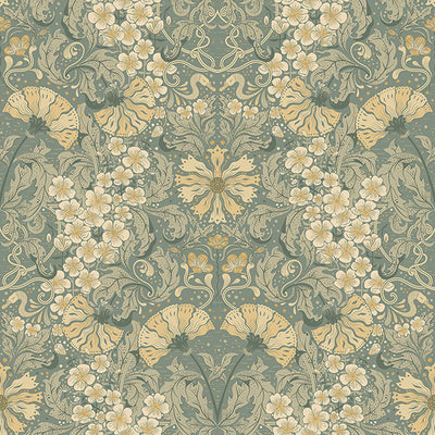 product image of Ojvind Sea Green Floral Ogee Wallpaper 521